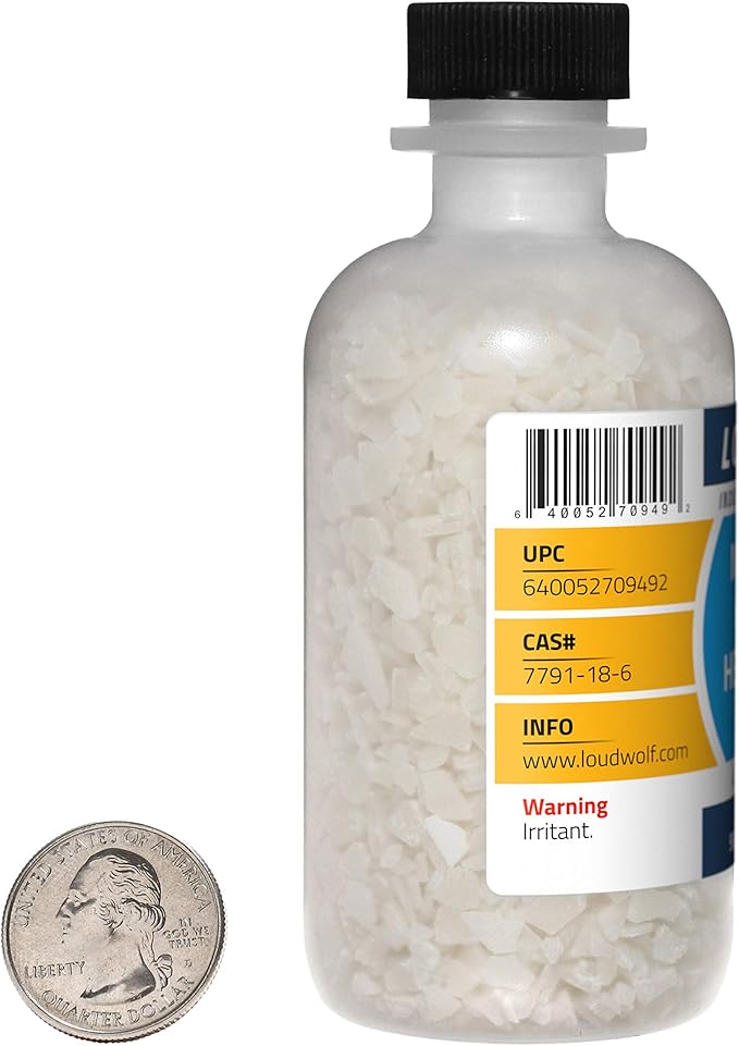 Magnesium Chloride Hexahydrate / 1 Pound / 4 Bottles / 98+% Pure Reagent Grade/Fine Flakes