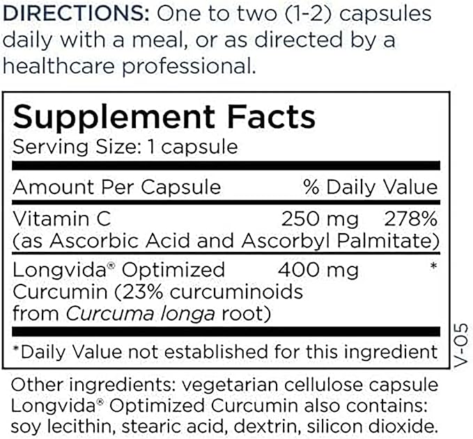 Metabolic Maintenance Curcumin + C - Longvida + Vitamin C Enhanced Curcumin Supplement for Brain Function &amp Joint Mobility (60 Capsules)