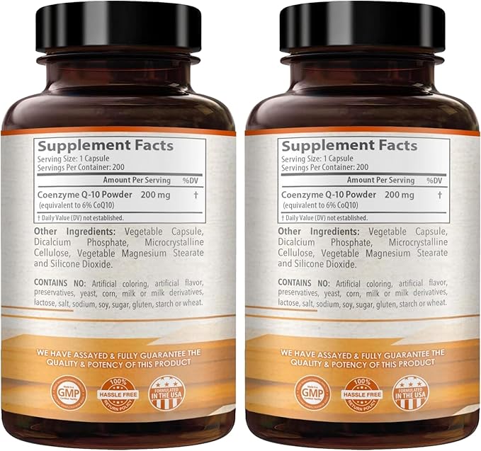 Coenzyme Q10 400mg CoQ10 Supplement - Once Daily Coq 10 400mg Powder Capsules for Healthy Heart Antioxidant and Energy Support - Non-GMO Quick Absorption Ubiquinone Q10 Coenzyme (200 Servings)