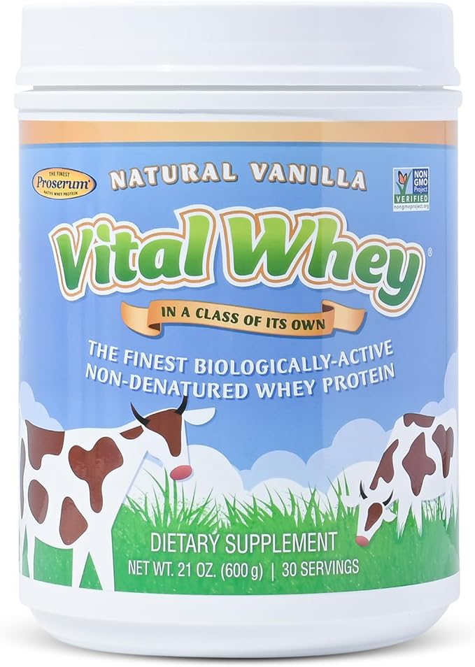 Grass-Fed Whey Protein Powder for Immune Vitality Natural Vanilla 600g (30 Servings) 15g Protein Per Serve Vital Whey Clean Holistic Wellness Nutrition
