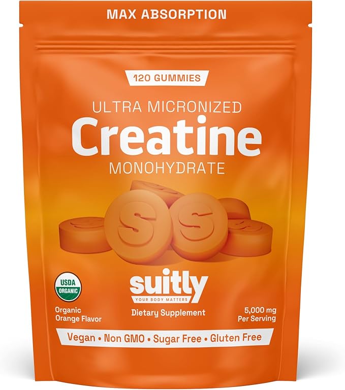 USDA Organic Ultra-Micronized Creatine Gummies for Men &amp Women Orange Max Absorption 5g Creatine Gummies Sugar Free for Muscle Gain Energy &amp Recovery Muscle Builder for Women with Pouch - 1