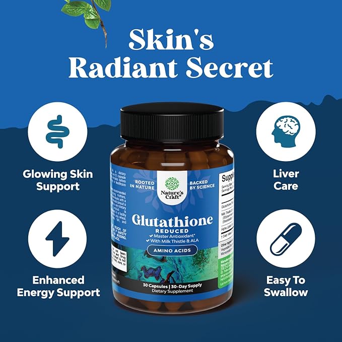 Bundle of Reduced Glutathione Supplement with Milk Thistle - 500 mg per Serving Pure L Glutathione and Multi Collagen Protein Powder - Keto Hydrolyzed Collagen Peptides Hair Skin &amp Nails Vitamins