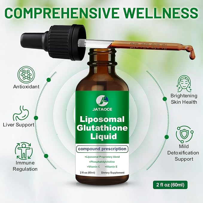 Liposomal Glutathione 1500 MG Liquid Glutathione Supplement Powerful Antioxidant Liver Detox Immune EnhancerAdd Vitamin C and Vitamin ESupports Immunity Skin Hair and Healthy Aging