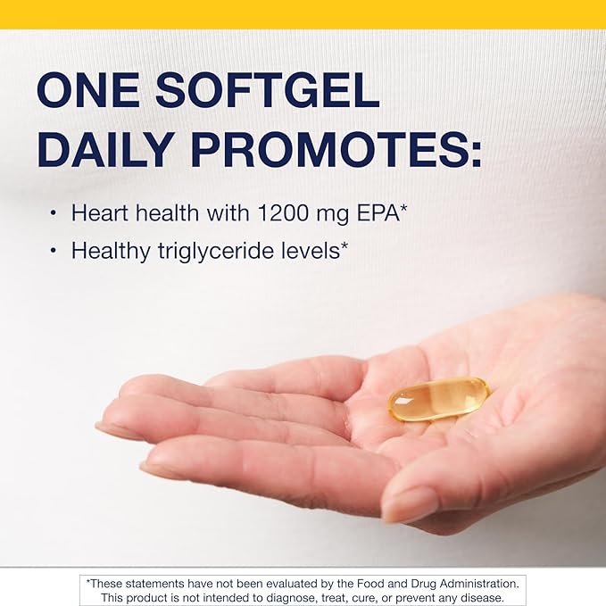 Metagenics OmegaGenics Fish Oil EPA 1200 - High Potency Omega-3 Supplement - Supports Heart Brain &amp Immune Health* - Sustainably Sourced Burpless Formula - Non-GMO Gluten-Free - 90 Softgels