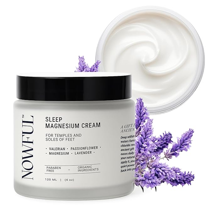 Sleep Aid Magnesium Cream - Valerian Root &amp Passionflower for Calm - Natural Night Balm for Anxiety &amp Restful Sleep - With Lavender Oil for Calm Before Bed and Evening Relaxation