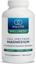 Equilife Full Spectrum Magnesium Supplement Magnesium Glycinate Citrate &amp Malate Bioavailable Mineral Blend Dairy Soy &amp Gluten Free Vegan Non GMO 180 Capsules
