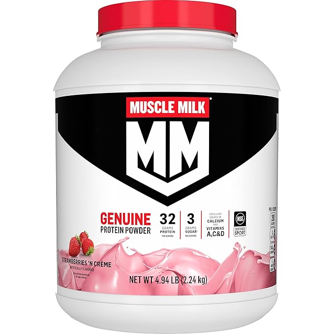 Muscle Milk Genuine Protein Powder Strawberries 'N Crème 32g Protein 4.94 Pound