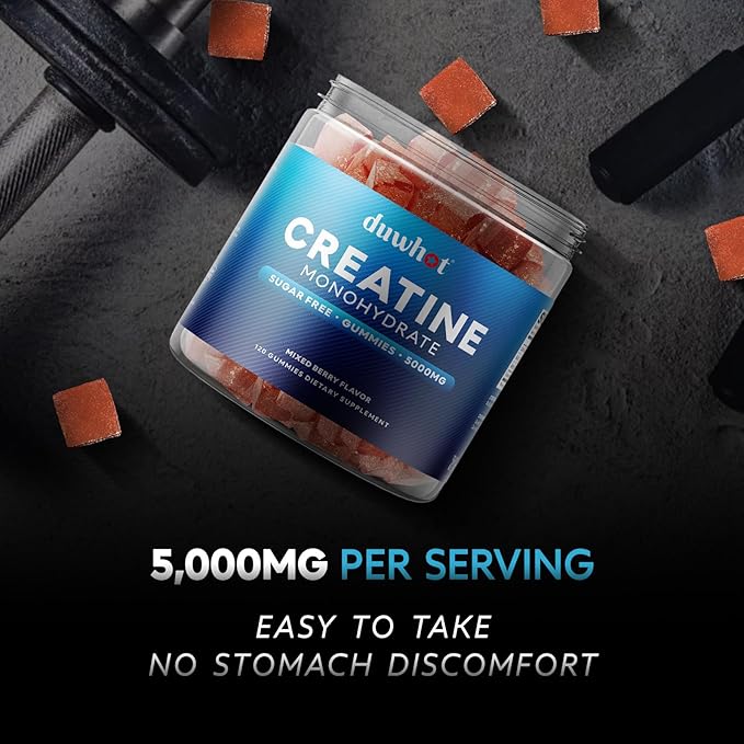 Creatine Monohydrate Gummies for Men Creatine Monohydrate Chewables 5g Per Serving Vegan Sugar Free Mixberry Flavor 120 Count
