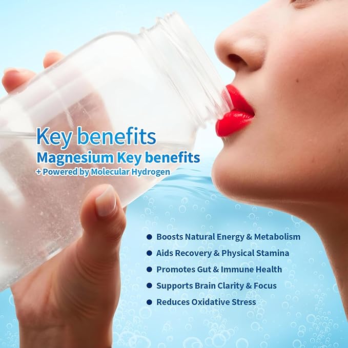 Magnesium Hydrogen Water Tablets Tablets for Drinking Water - H2 Molecular Tabs | Magnesium Pills Electrolytes Hydration Supplement to Support Healthy Aging &amp Energy Boost