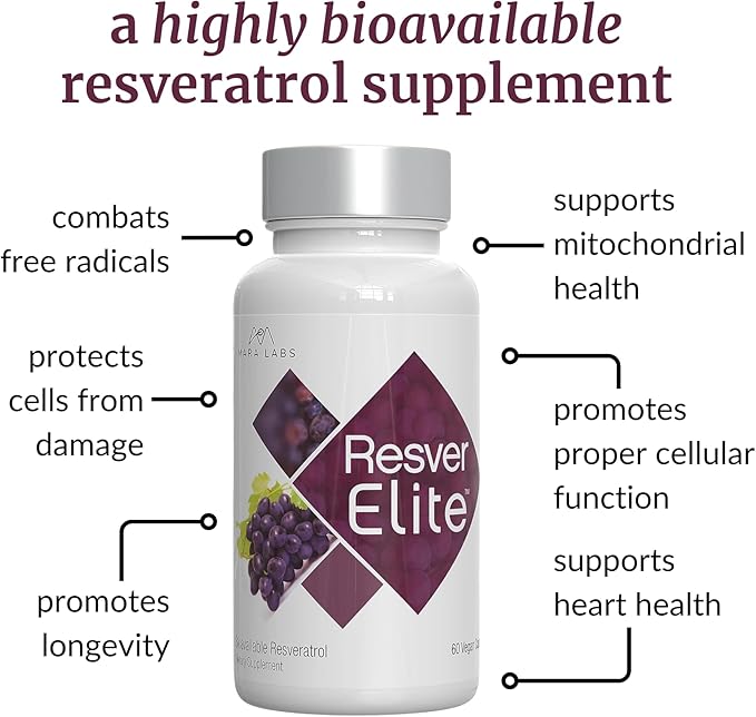 Mara Labs ResverElite | Bioavailable Resveratrol | Vegan No Fillers and Non-GMO | 60 Vegan Capsules