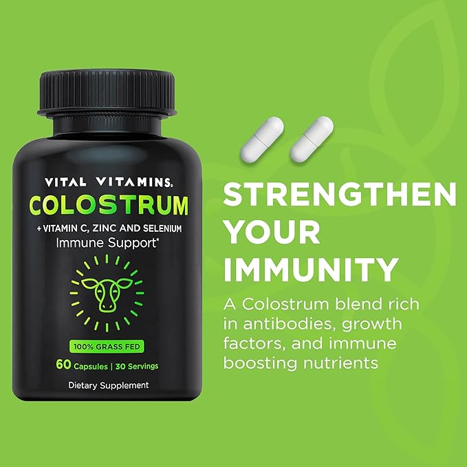 Vital Vitamins Multi Collagen Peptides Powder + Colostrum Capsules with Vitamin C Zinc