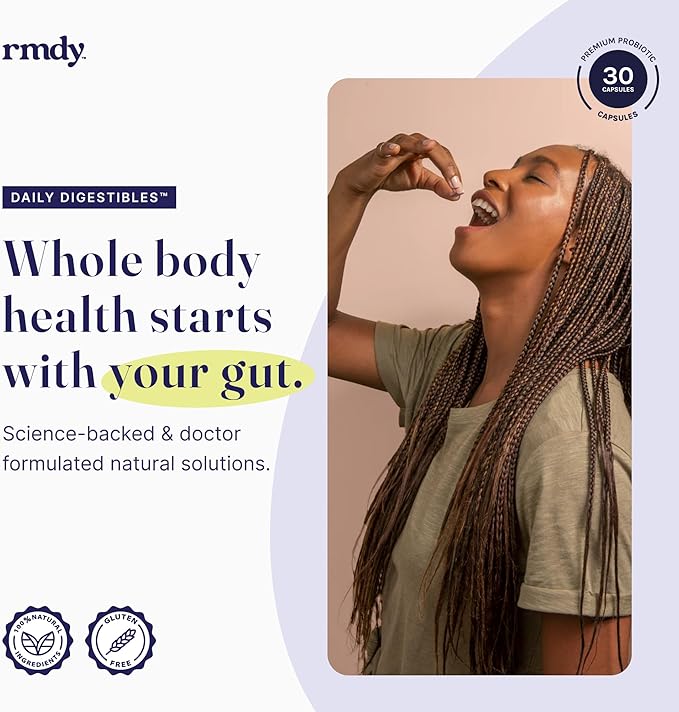 rmdy Constipation Bloating &amp Gas Relief | Relief from Diarrhea &amp IBS | Probiotic for Digestive Health &amp Gut | 30 Capsules