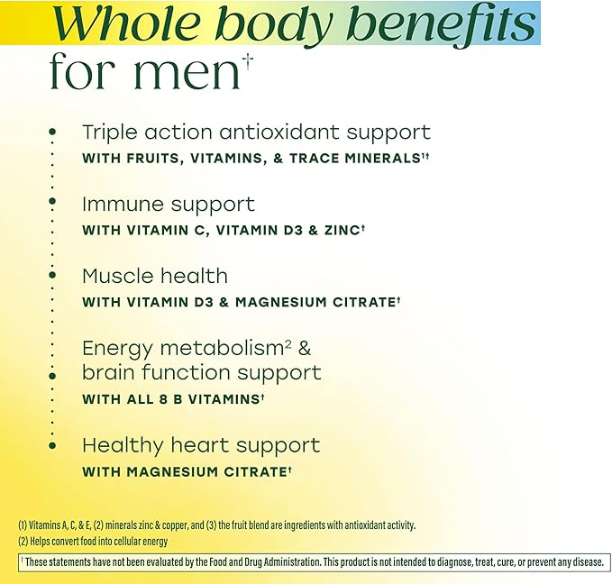 MegaFood Men’s Whole Body Multivitamin Gummies - Multivitamin For Men - Vitamin C Magnesium Citrate Vitamin D3 Methylated B12 &amp Zinc - Muscle Brain Heart Immune Support - 90 Gummies 30 Serv
