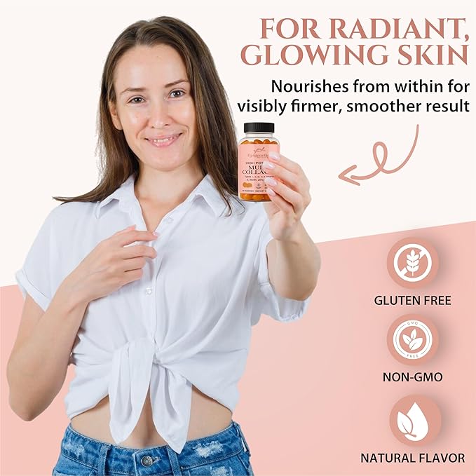 High Potency Multi Collagen Gummies with Types I II III V X Plus Vitamin C E Biotin and Zinc for Skin Elasticity Joint Support Hair Nail Health and Daily Wellness Collagen Supplement