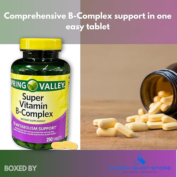 Super B Complex Tablets- Blend of Vitamins (Pack of 2 Total 500 Count) Boxed by Fusion Shop Store