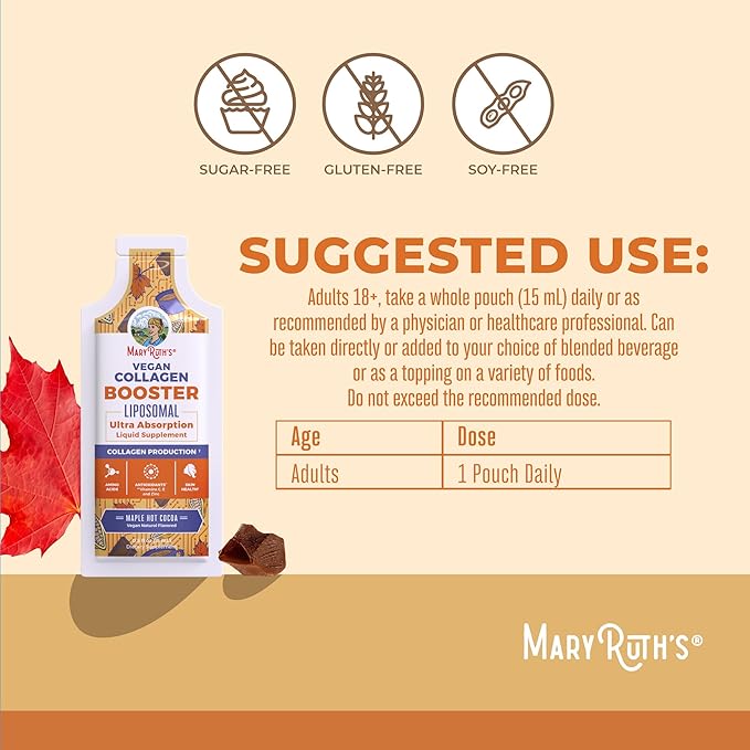 MaryRuth Organics Collagen Booster Liposomal | Sugar Free | Liquid Collagen Booster with VIT C E ZincCopper&ampSilica | Skin Care&ampJoint Support Supplement | Vegan | Non-GMO | Gluten Free | 14