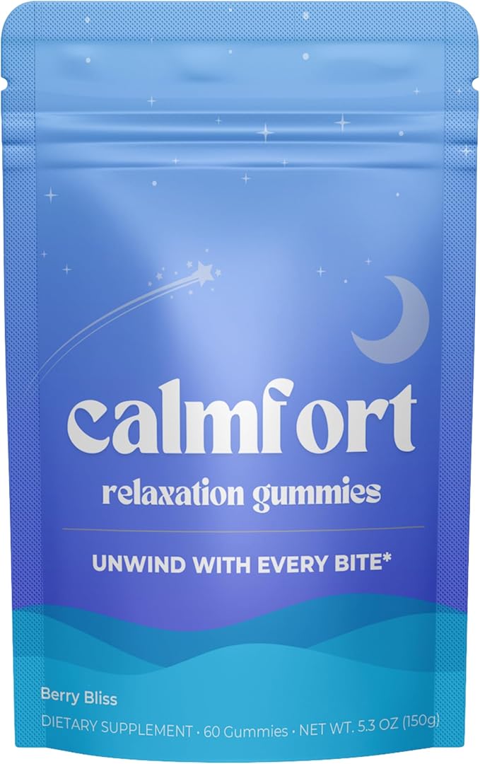 Natural Relaxation Gummies - Deep Sleep Support &amp Premium Stress Relief | 60 Count | Ashwagandha L-Theanine &amp Taurine | Drug-Free Formula | Vegan Friendly