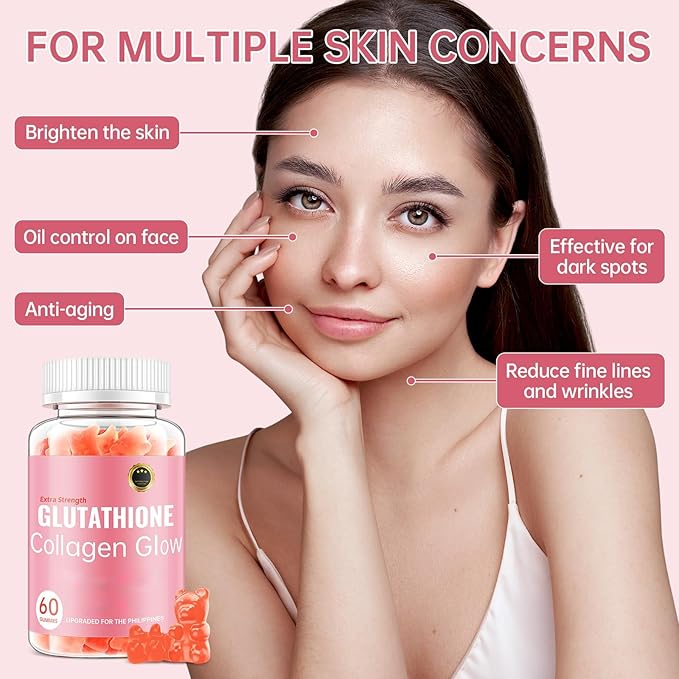 Glutathione Collagen Glow Gummies for Women Glutathione Collagen Glow Gummies for Dark Spot 60/120Pcs Korean Organic Glow Beauty Collagen for Skin Care(2)