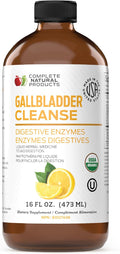 Complete Natural Products Gallbladder Support Liquid 16oz Supplement - Apple Cider Vinegar Formula with Turmeric Beet Milk Thistle Enzymes Digestive Cleanse Aid for Liver Health USA Made Kosher