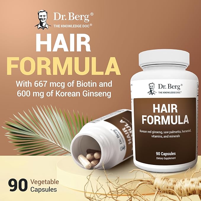 Dr. Berg All-in-One Vitamins for Hair Skin &amp Nails - Advanced Formula with Biotin Saw Palmetto DHT Blocker &amp Trace Minerals - 90 Veg Capsules