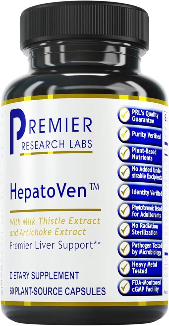 Premier Research Labs HepatoVen - Milk Thistle Liver Support Liver Cleanse &amp Maintain Liver Pills Liver Vitamins for Women &amp Men with Artichoke Extract - 60 Vegetarian Capsules