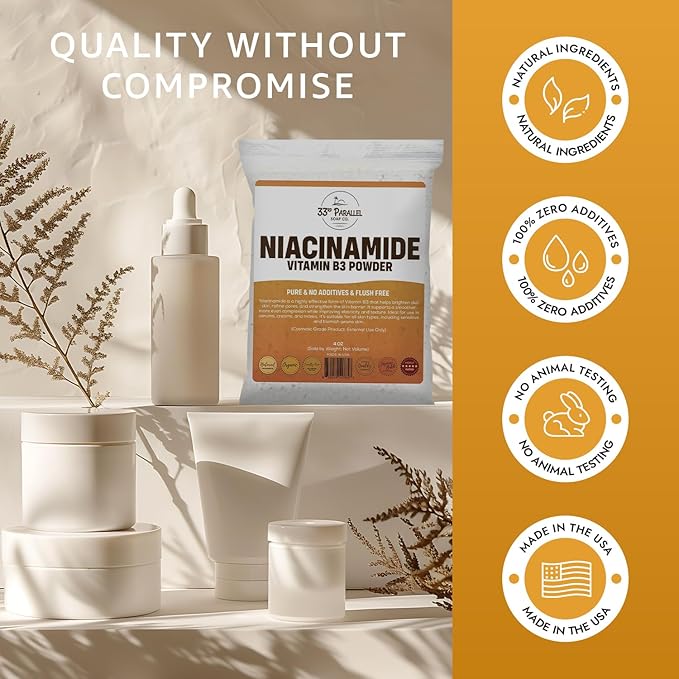 Niacinamide Powder Vitamin B3 (1 Lbs / 16oz) Brightens Skin Reduces Dark Spots Boosts Collagen &amp Hydration for Serums Creams Toners &amp DIY Skincare | 1 Pound