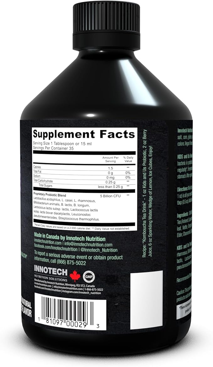 Innotech Nutrition Kids &amp Us Liquid Probiotic Kids Digestive &amp Immune Support Triple Fermented Formula Grape Flavor 530ml (17.9 fl oz)