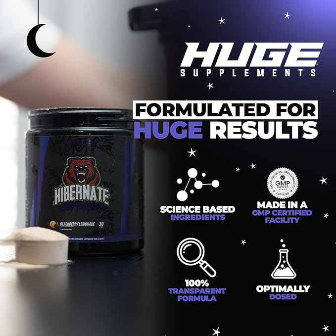 Hibernate Sleep Supplement Complete &amp Optimally Dosed Sleep Recovery Formula Relax &amp Unwind Includes GABA Valerian Root Melatonin 5-HTP &amp More (30 Servings) (BlackBerry Lemonade)