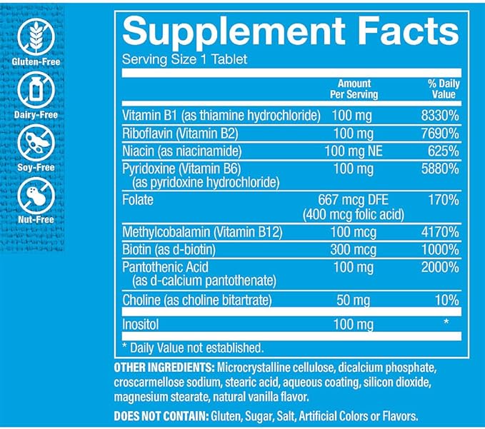 The Vitamin Shoppe Vitamin B-Complex - Energy Metabolism &amp Nervous System Support Complete B Vitamins (100 Tablets)