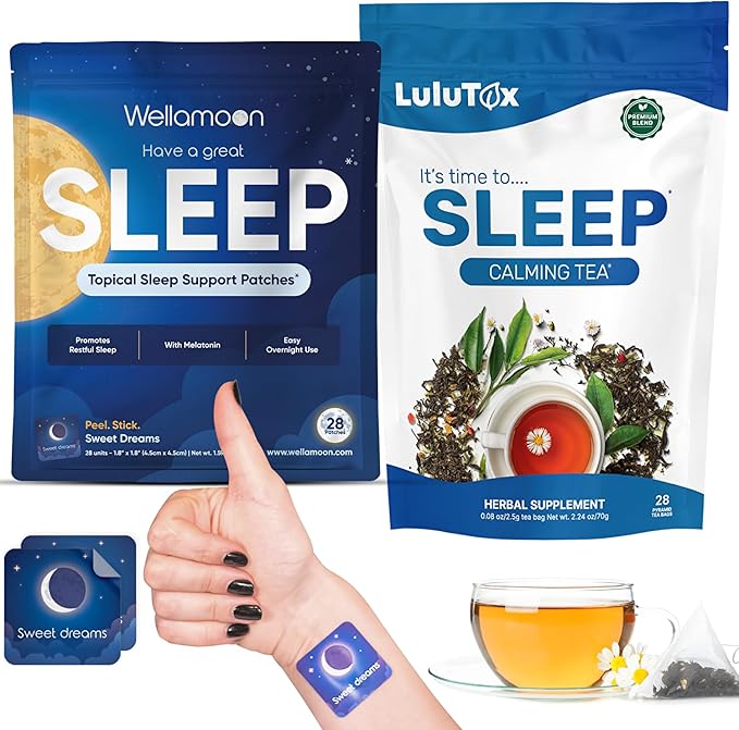 Wellamoon Sleep Patches &amp Lulutox Sleep Tea Bundle (28 Patches &amp 28 Servings)