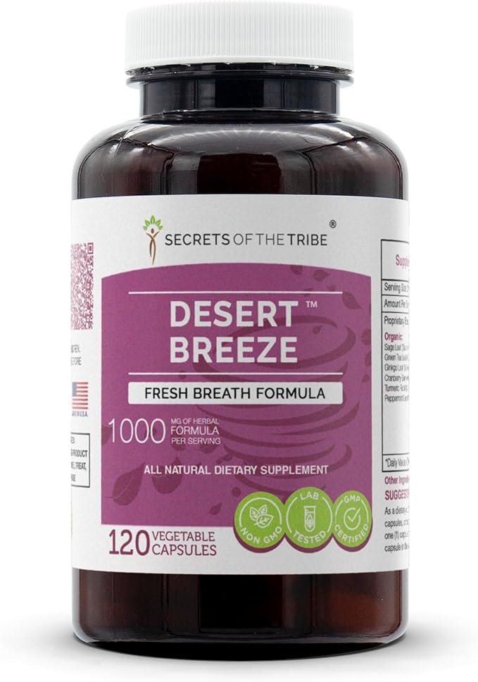 Desert Breeze 120 Capsules 1000 mg Sage Green Tea Ginkgo Cranberry Turmeric Peppermint. Fresh Breath Formula (120 Capsules)