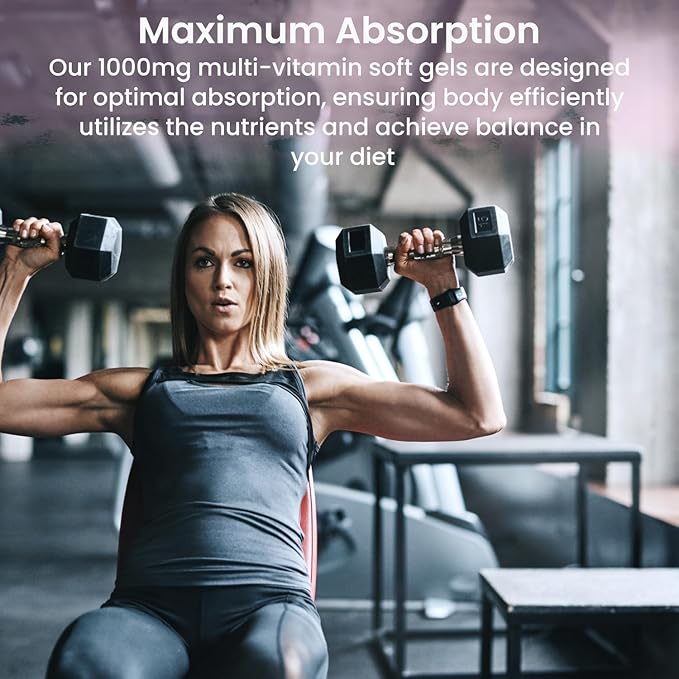 NutraBulk Multi-Vitamin MAX Well Absorbed Soft Gels - Potentially Supports Overall Wellbeing &amp Immune Boosts Energy &amp Metabolism - Complete Daily Nutrition- 1000mg 250 Soft Gels