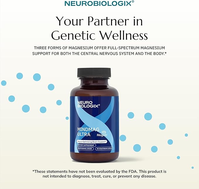 Neurobiologix MindMag Ultra with Magnesium L-Threonate for Men &amp Women Triple Action Magnesium Complex for Memory Calm Relaxation &amp Cognitive Performance Gluten Free Vegetarian 120 Capsu