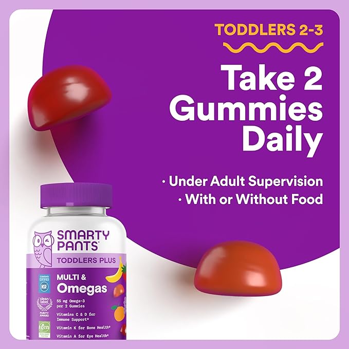 SmartyPants Mom &amp Toddler Daily Nutrition Bundle: Women’s + Toddler Multivitamin Gummies with Omega-3 DHA/EPA Vitamins D3 B12 A &amp Zinc – Gluten Free Non-GMO 90 &amp 60 Count (Pack of 2