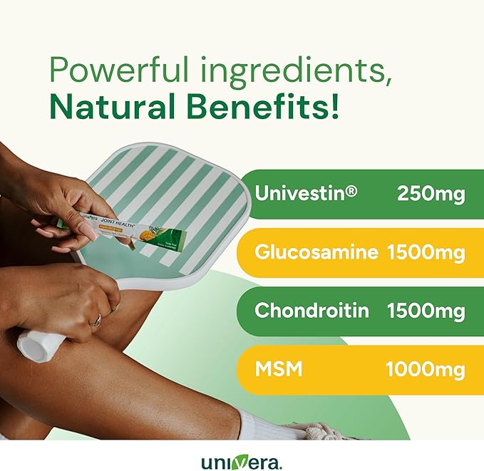 Glucosamine Chondroitin MSM and Univestin All-in-one Joint Support Easy to Carry Mango Flavor (30-Day Supply)