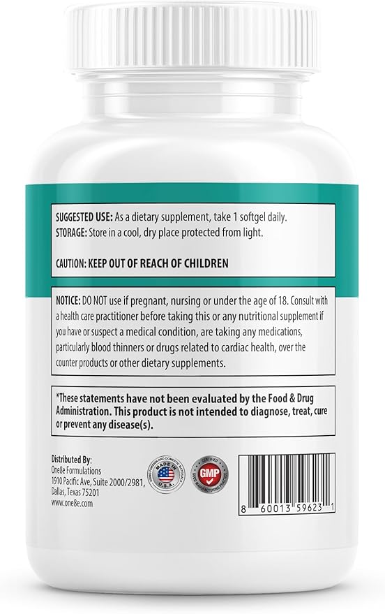 Omega-3 Fish Oil with EPA &amp DHA Triglyceride Form Purity Tested Non-GMO 60 Count - Supports Heart Brain &amp Eye Health