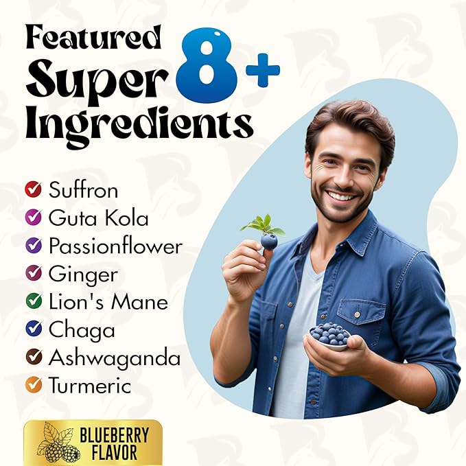 Happy Drops – Daily Superfood Gummies for Mood Support Focus and Energy – Sugar-Free Vegan Blueberry Flavor – 90 Gummies for Adults – Daily Support for Mood Focus and Natural Energy