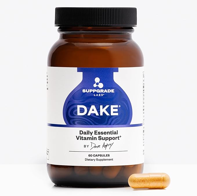 DAKE by Dave Asprey | Synergistic Blend of Essential Vitamins D-A-K-E | Vitamin D2 + K2 + A + E Supplement for Immune Support Bone &amp Joint Support &amp Heart Health | 60 Day Supply