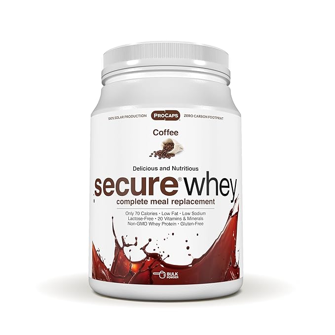 ANDREW LESSMAN Secure Whey Complete Meal Replacement - Coffee 60 Servings - Only 70 Calories 7 Grams Ultra-Pure Whey Protein Vitamins Minerals Low-Fat Nutritious Delicious Mixes Instantly