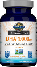 Garden of Life Dr. Formulated DHA 1000mg Fish Oil - Lemon Once Daily 1000mg DHA + DPA in Triglyceride Form Single Source Omega 3 Supplement for Ultimate Eye Brain &amp Heart Health 30 Softgels