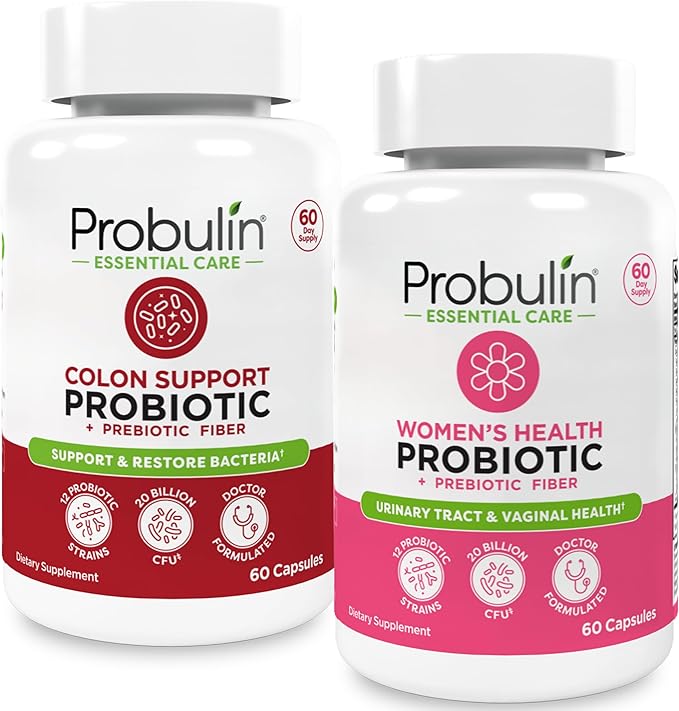 Probulin Women’s Probiotic + Colon Support Bundle – Daily Vaginal Digestive &amp Immune Health – 2-Pack 20 Billion CFU Vegan 60 Count Each
