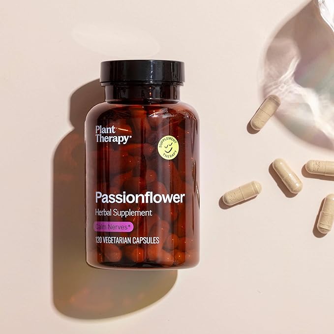 Plant Therapy Passion Flower Capsules Manufactured in USA Calms Nerves Supports Sleep Great Way to Wind Down Supplements for Women &amp Men 120 Count Vegetarian Capsule