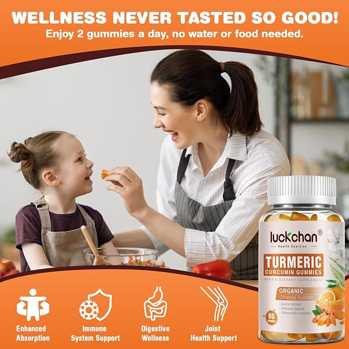 Turmeric and Ginger Gummies (2 Pack) - Turmeric Curcumin with Black Pepper &amp Ginger Supplements for Immune Support Healthy Skin - Vegan Turmeric Gummies for Adults - Gluten Free Low Sugar