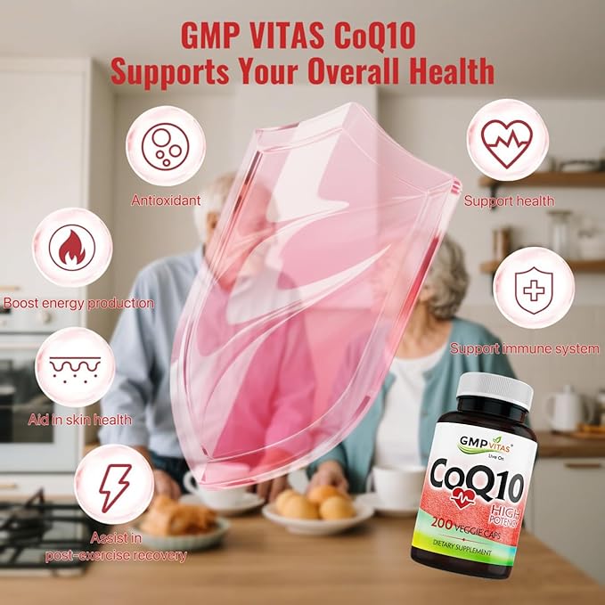 CoQ10 500mg High Potency Coenzyme Q10 Supplement 200 Vegetarian Capsules (6 Month Supply) Supports Heart Health Energy &amp Antioxidant Protection Made in USA