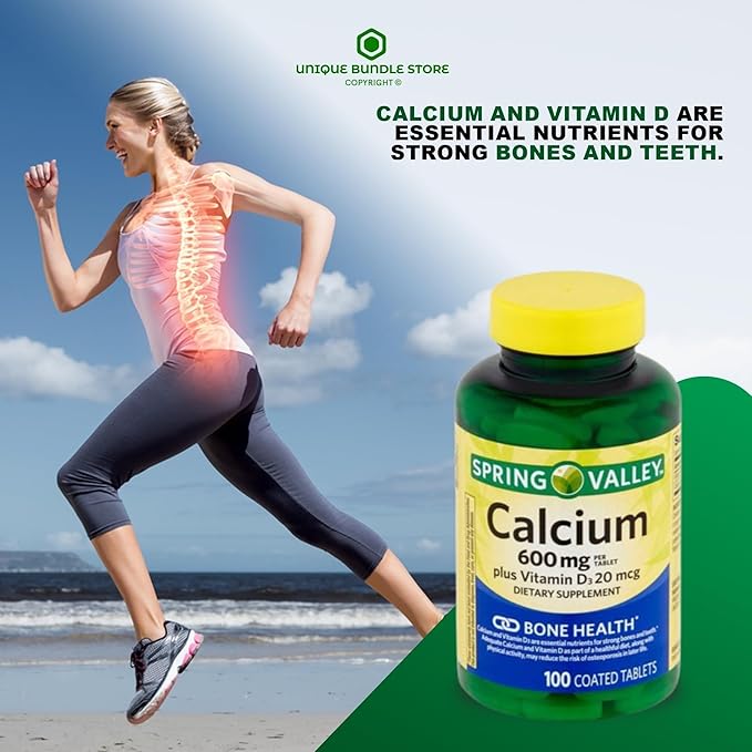 Calcium 600mg with Vitamin D3 – 100 Tablets Calcium and 800 IU Vitamin D per Tablet Gluten &amp Lactose Free Daily Calcium Supplement for Women and Men (Pack of 3)