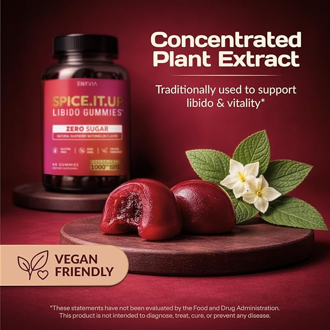 Libido Support for Women Intimacy Gummies - Fast Acting HornyGoatWeed for Women Extract - Gluten Free Vegan &amp Non-GMO - Raspberry Watermelon Flavor - Spicy Gummies for Couples - 60 Gummies