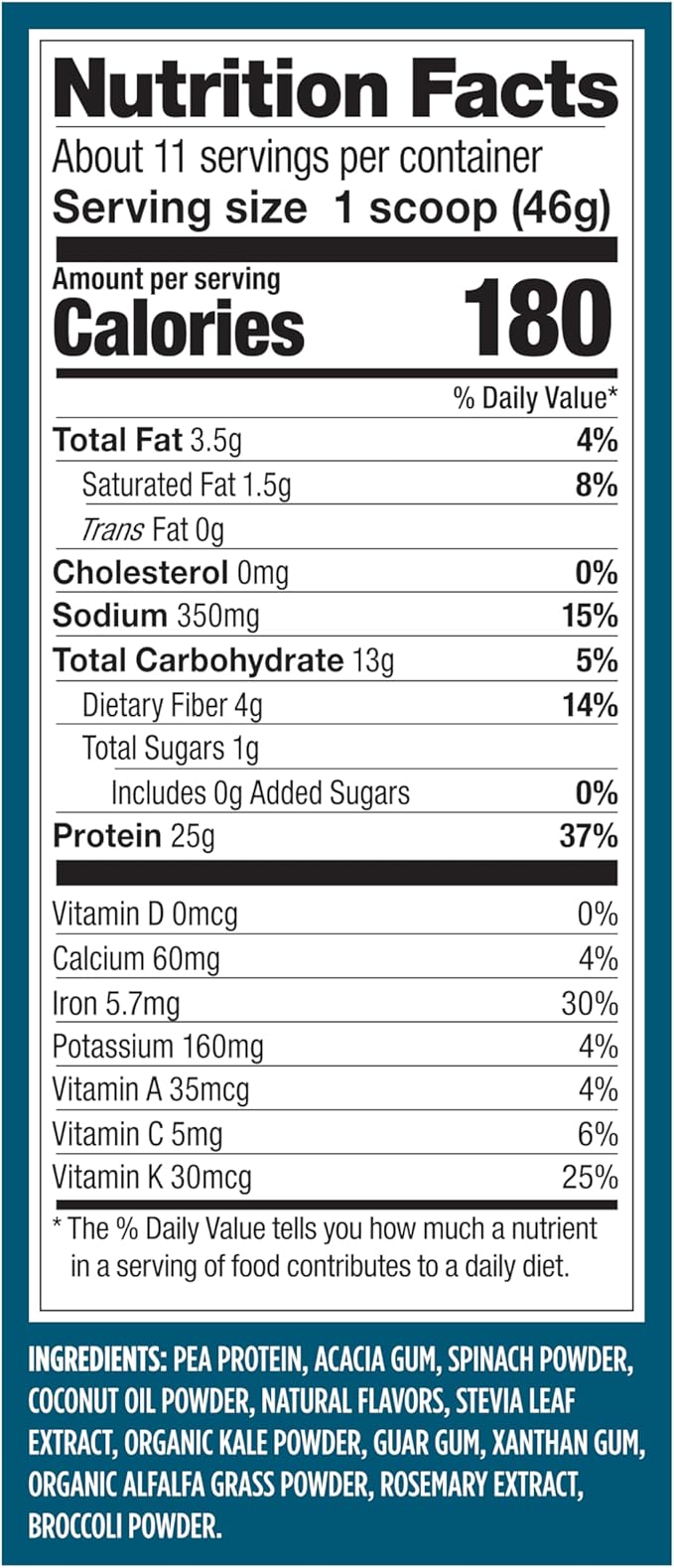 Vega Protein and Greens Protein Powder Creamy Vanilla (11 Servings) 25g Plant Based Protein Plus Veggies Vegan Non-GMO Pea Protein for Women and Men 1.2lbs