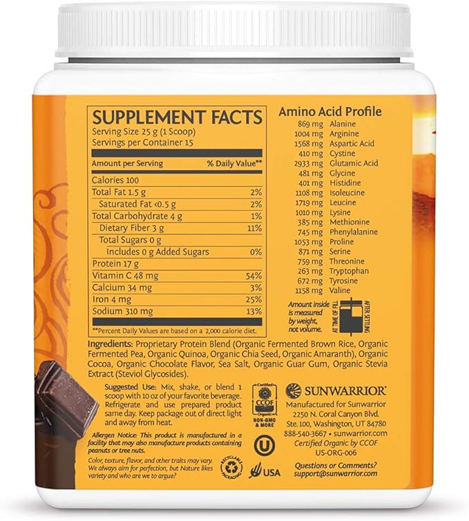 Clean Vegan Protein Powder Chocolate | Organic Protein Powder Plant Based Formula with 5 Superfood Blend Sprouted &amp Fermented | Non-GMO Low Carb Soy Dairy &amp Gluten Free (Chocolate 15 Servings