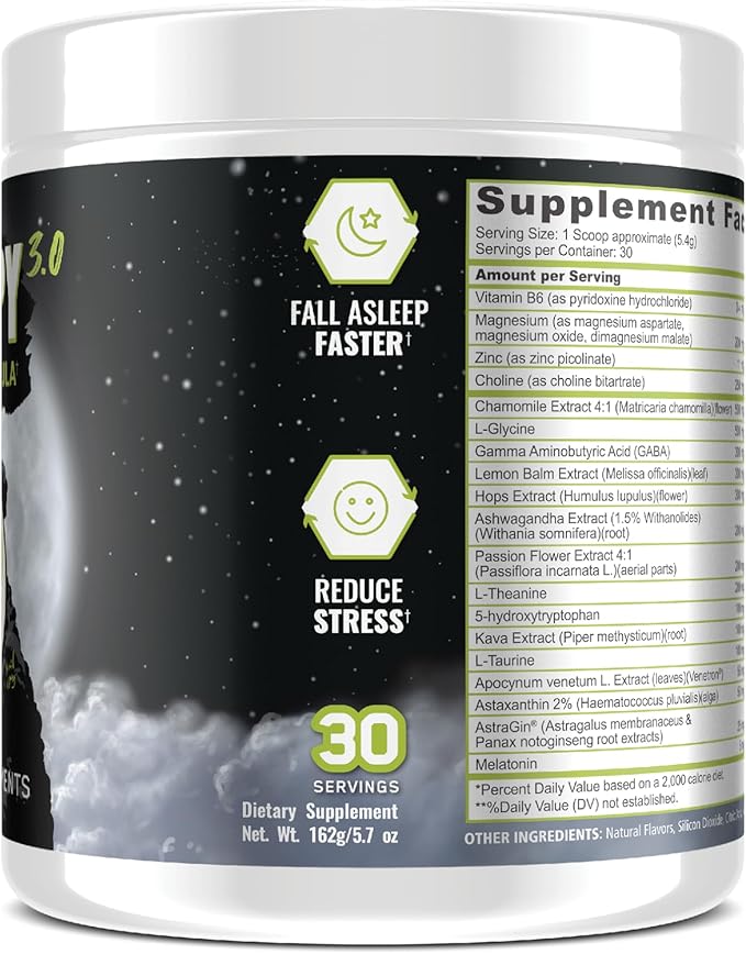 Underground Bio Labs Panda Supps – Sleepy 3.0 Natural Sleep Aid Formula: 5mg Melatonin 300mg GABA Chamomile Extract (Green Apple 30 Servings)
