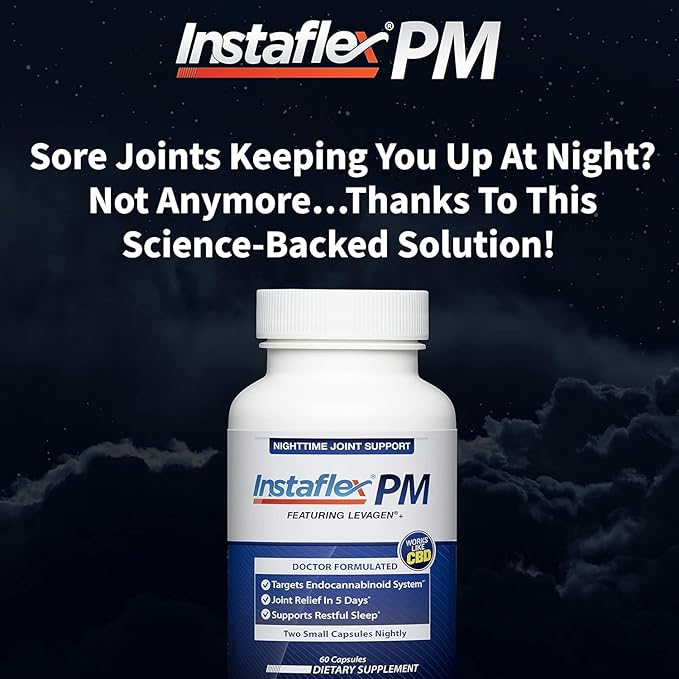 Instaflex PM Nighttime Joint Support with Levagen Tamaflex GABA Ashwagandha Passionflower Extract Mobility Sleep Support -120 Capules